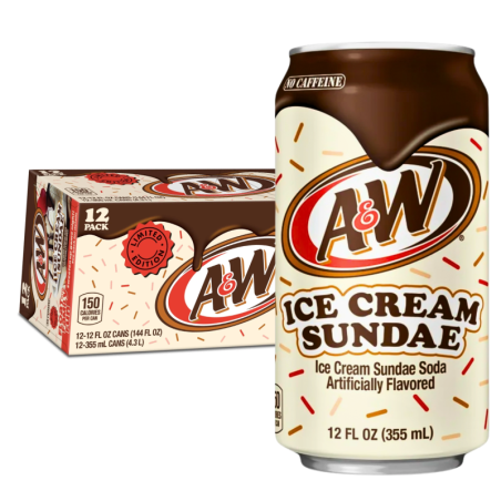 A&W Ice Cream Sundae Flavour Cans USA 12oz (12x355ml)
