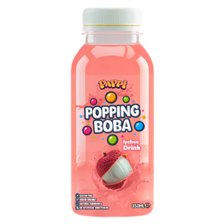 Pappi Popping Boba Bottles Lychee Flavour (15 x 350ml)