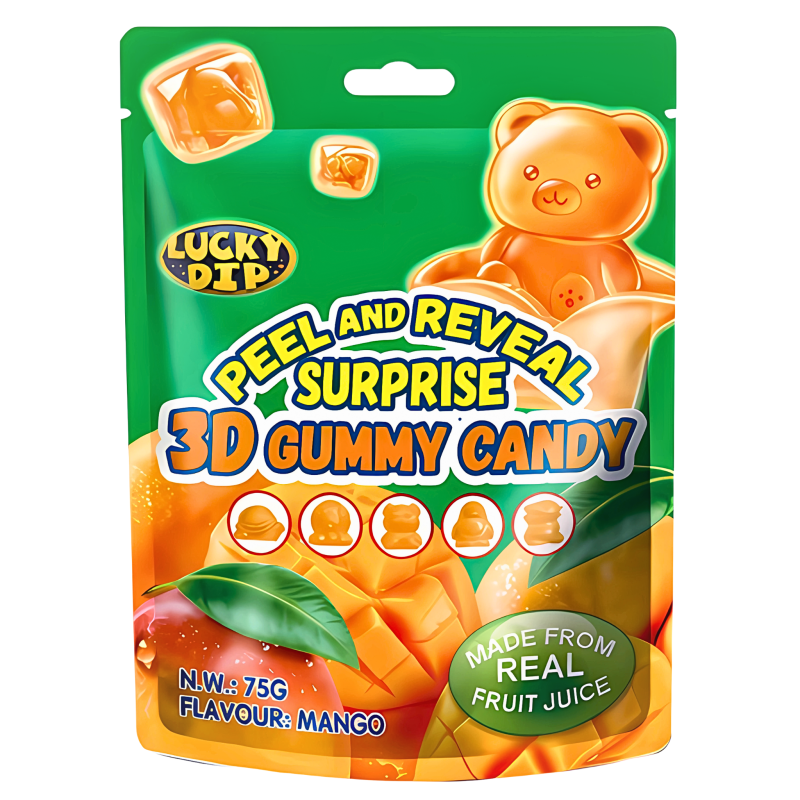 Peel & Reveal Surprise 3D Gummy Candy Mango Flavour (10 x 75g)