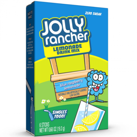 Jolly Rancher Drink Mix Blue Raspberry Lemonade Flavour Zero Sugar Sachets(6 Sticks) (12x19.3g)