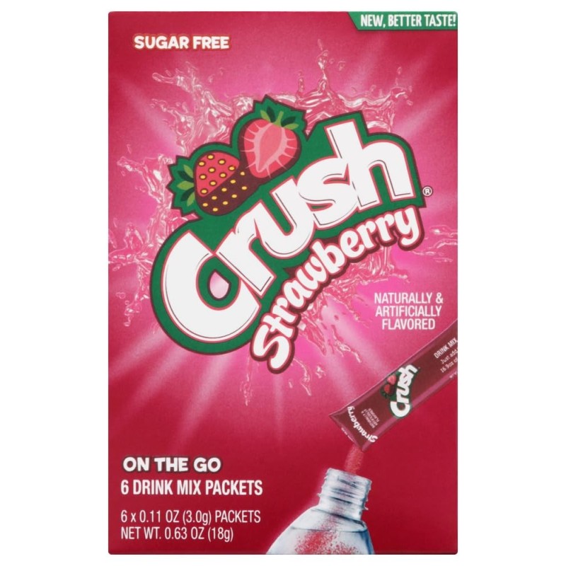 Crush Drink Mix Strawberry Flavour Zero Sugar Sachets USA (6 Sticks) (12x15.6g)