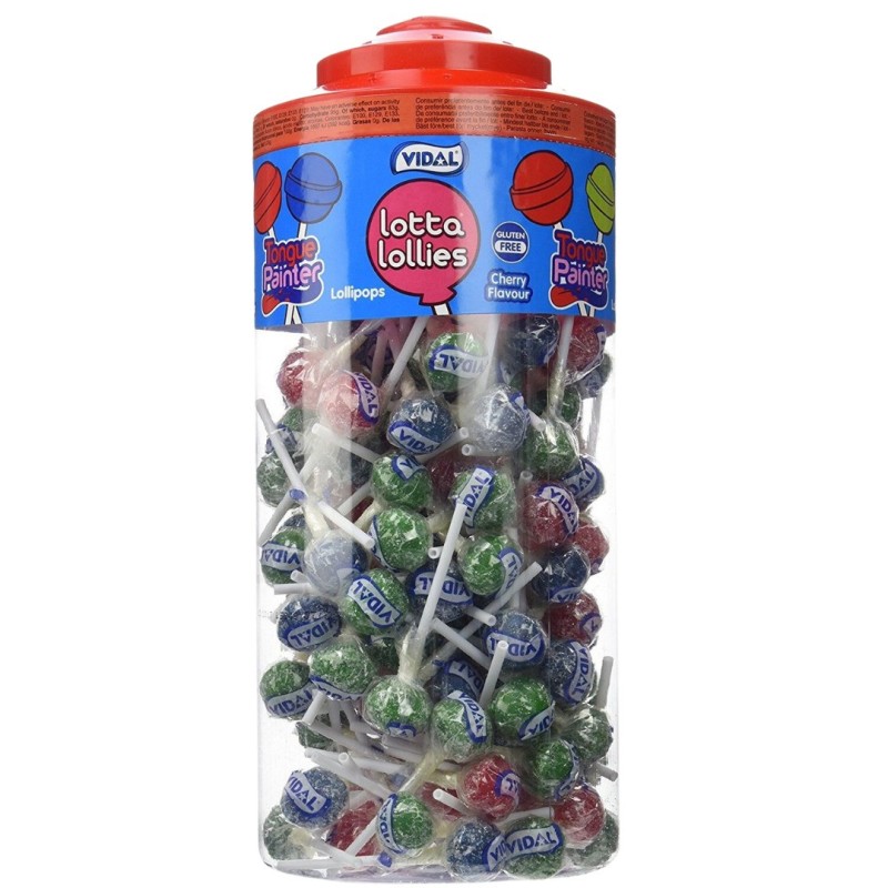 Vidal Lotta Lollies Tongue Painter Cherry Lollipoр (150 Pack)