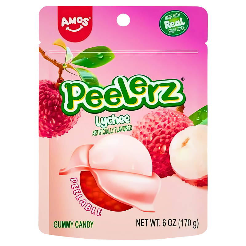 Amos Peelerz Lychee Peg Bag 6oz USA (12x170g)