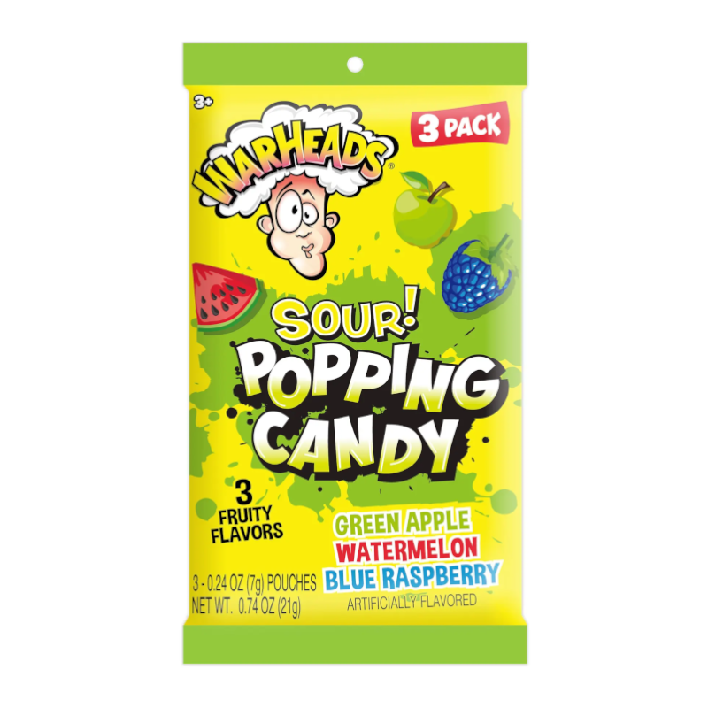 Warheads Sour Popping Candy 3 Pack 21g