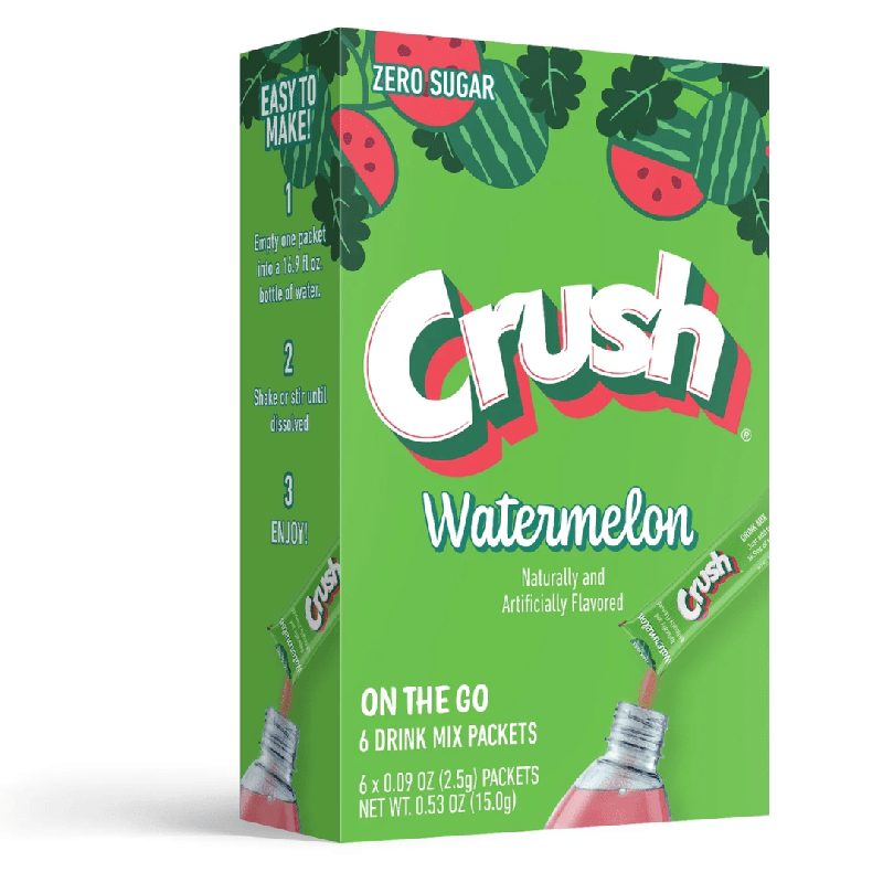 Crush Drink Mix Watermelon Flavour ZeroSugar Sachets USA (6Sticks) (12x15g)