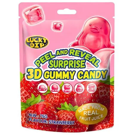 Peel & Reveal Surprise ЗD ummy Сапdу StrаwЬеrry Flavour(l0x75g)
