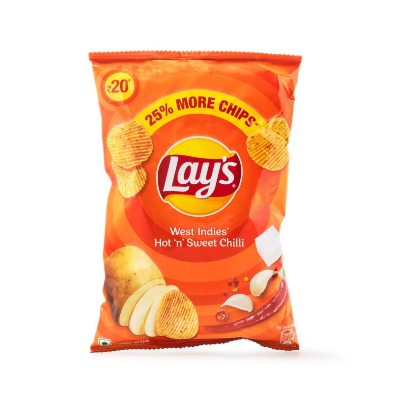 Lays West lndies Hot And Sweet Chilli Share Size pack 82g - 25 Packets