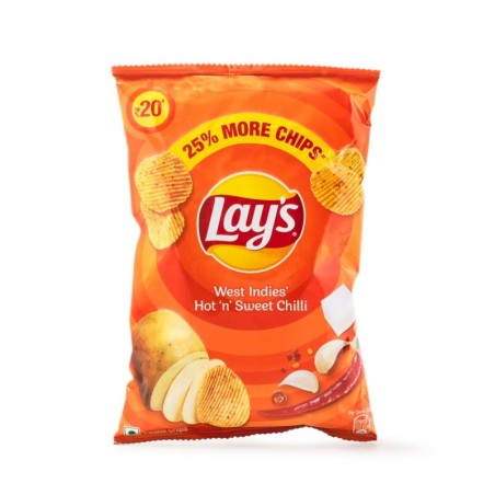 Lays West lndies Hot And Sweet Chilli Share Size pack 82g - 25 Packets