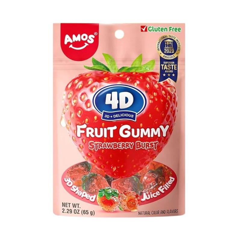 Amos 4D Fruit Gummy Strawberry Burst 65g