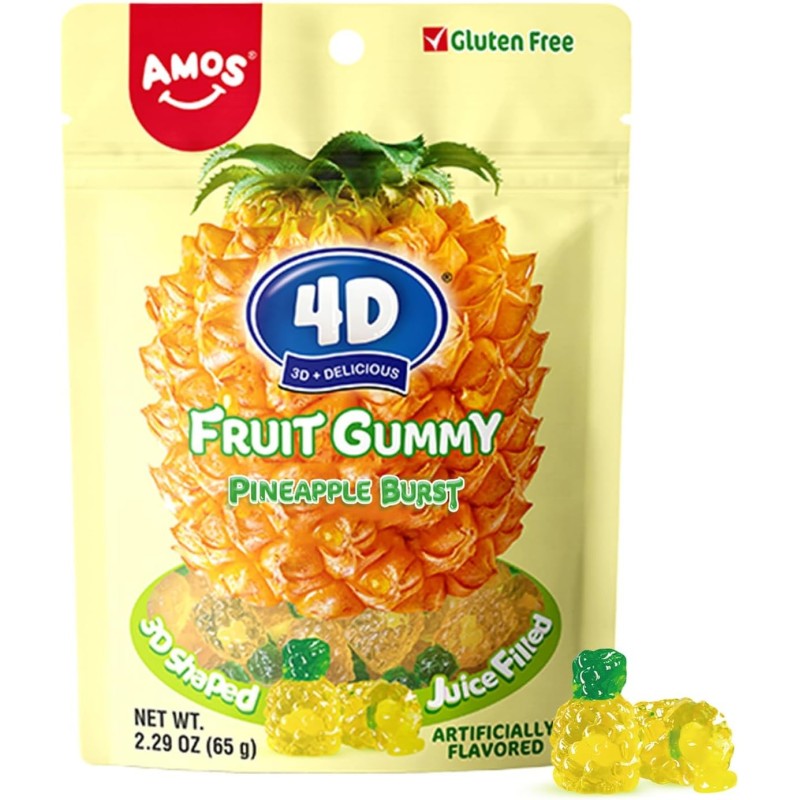 Amos 4D Fruit Gummy Pineapple Burst (12 x 170g)