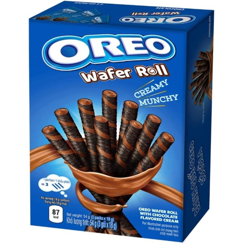 Oreo Chocolate Cream Filled Wafer Rolls 54g
