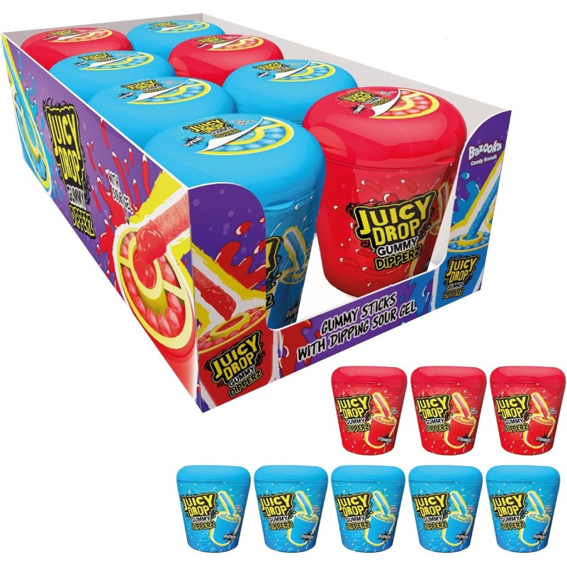 Bazooka Juicy Drop Gummy Dipperz Strawberry &Raspberry 96g
