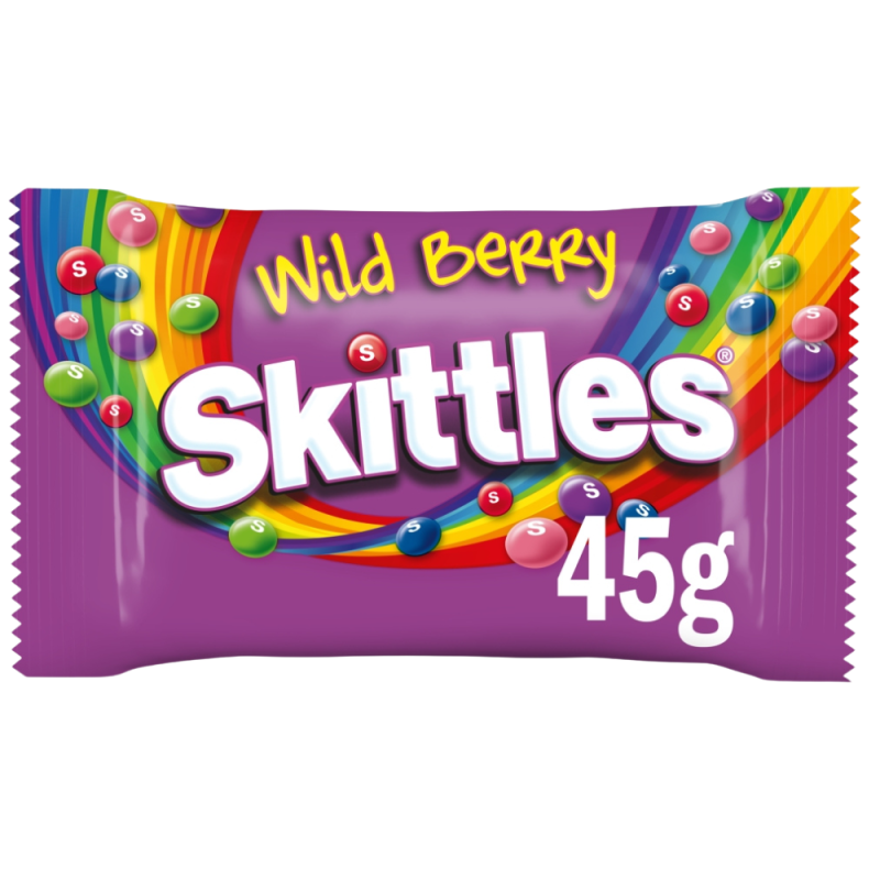 Skittles Vegan Chewy Sweets Wild Berry Fruit Flavoured bag 45g
