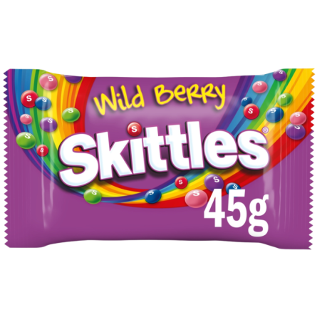 Skittles Vegan Chewy Sweets Wild Berry Fruit Flavoured bag 45g