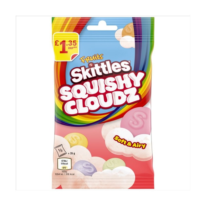 Skittles Squishy Cloudz Chewy Sweets Treat Bag 70g