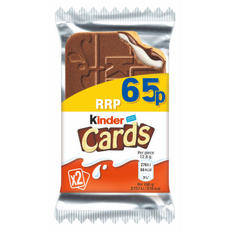 Kinder Cards Milk Chocolate Wafer Biscuit Twin Pack 25.6g