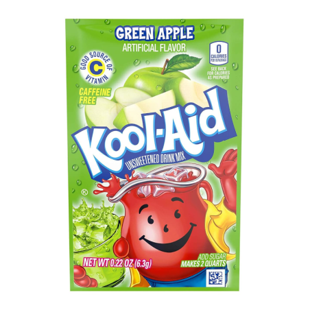 Kool Aid Unsweetened Green Apple 6.3g