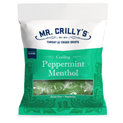 Mr. Crilly's Throat & Cough Drops Peppermint Menthol Flavour Bag 90g