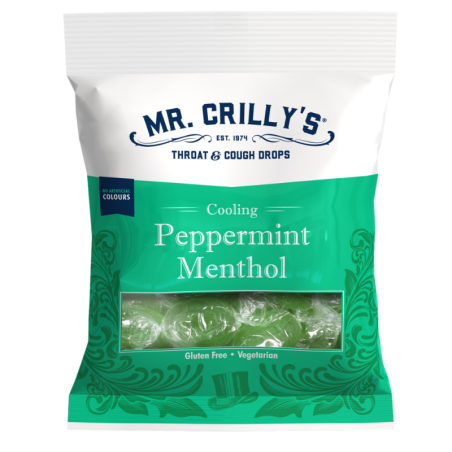 Mr. Crilly's Throat & Cough Drops Peppermint Menthol Flavour Bag 90g