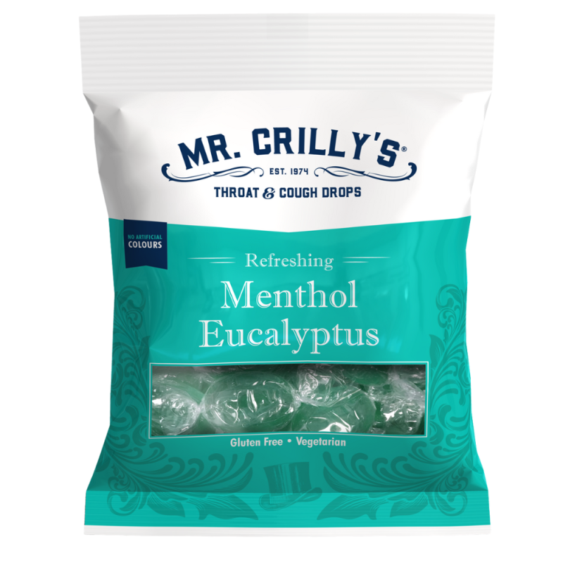 Mr. Crilly's Throat & Cough Drops Menthol Eucalyptus Flavour Bag 90g