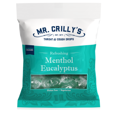 Mr. Crilly's Throat & Cough Drops Menthol Eucalyptus Flavour Bag 90g