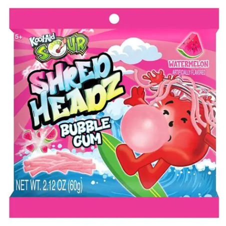 Kool-Aid Sour Shred Headz Watermelon Bubblegum 60g - Inner