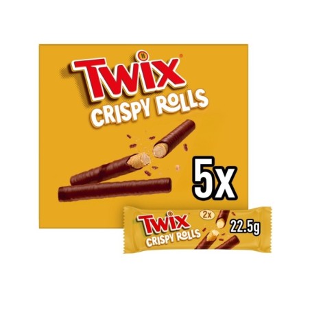 Twix Milk Chocolate Crispy Rolls Snack Bar 5 Pack Multipack 112.5g